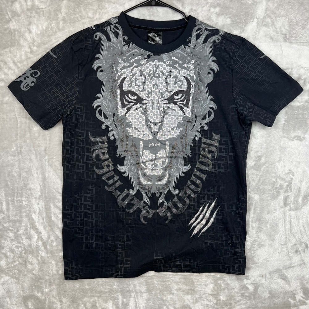 RAWBLUE Premium Clothing Tiger Graphic T-Shirt Black Mens XL Y2K‎ Style